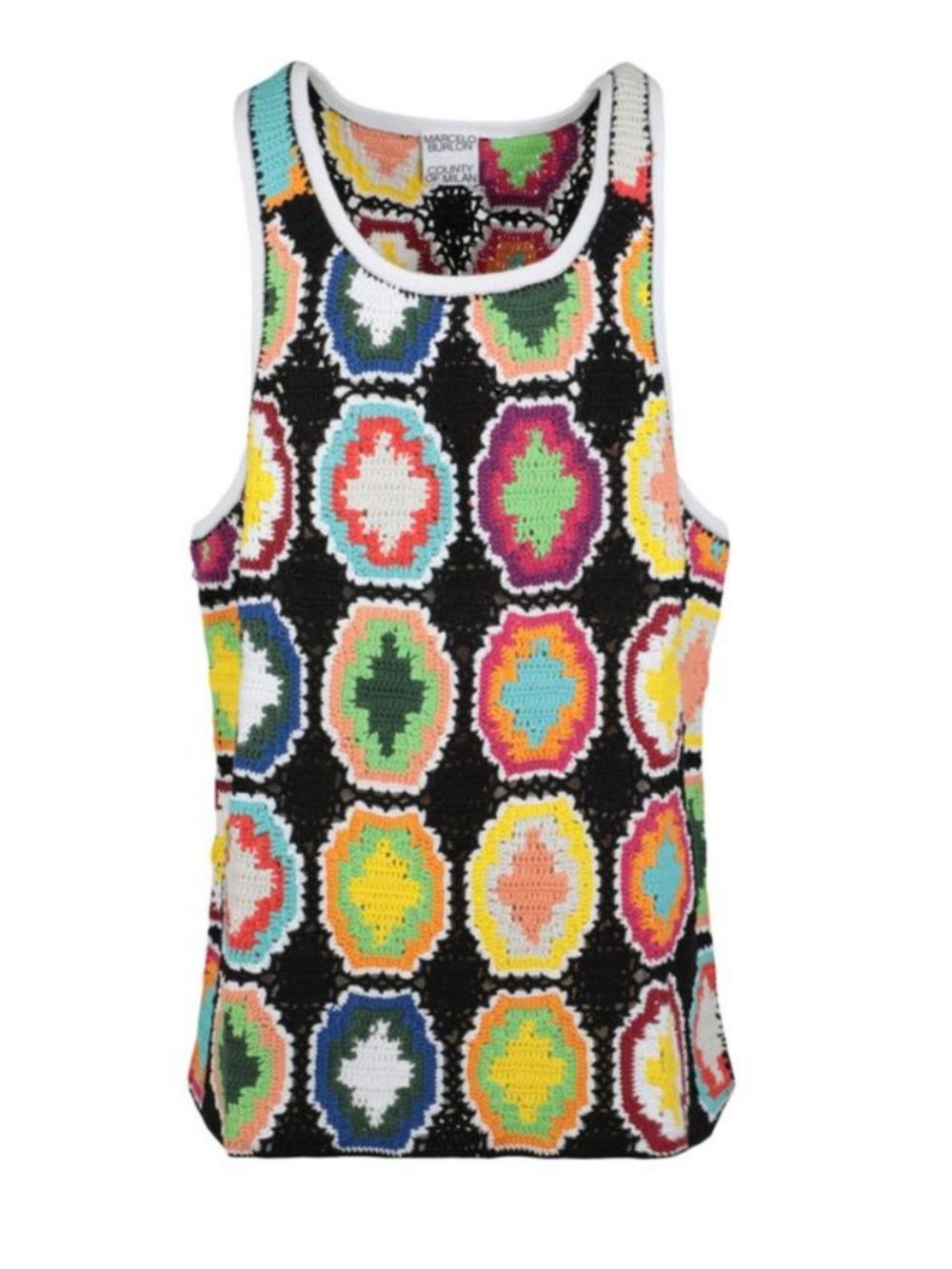 Marcelo Burlon County‎ of Milan Multicolored Cross Knit Crochet Men's Tank Top L